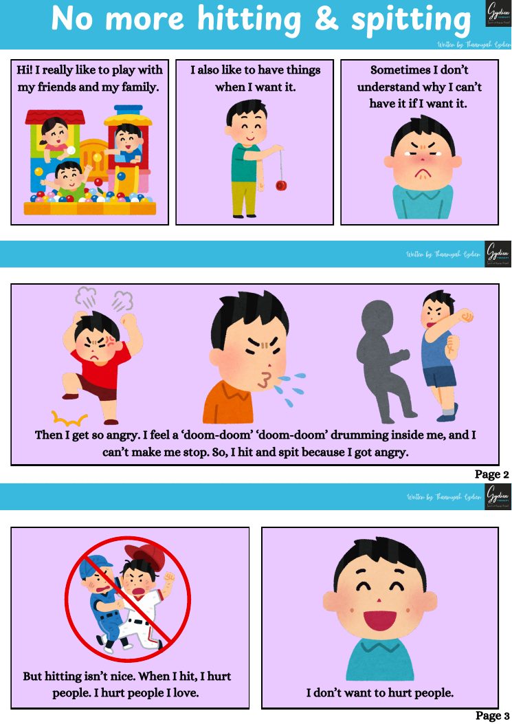 Cover of the social story: No more hitting and spitting
